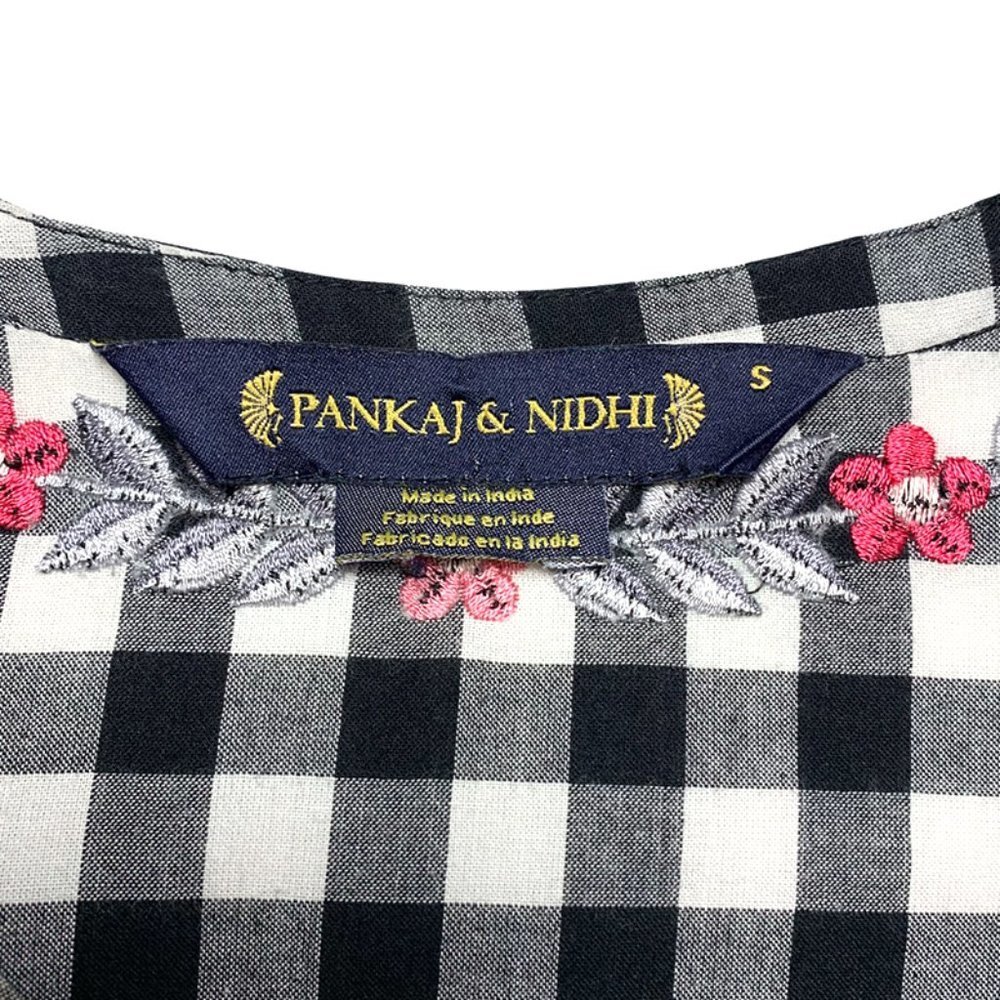 ANTHROPOLOGIE PANKAJ & NIDHI Tomato Girl Floral Gingham Peplum Top - Picture 8 of 8
